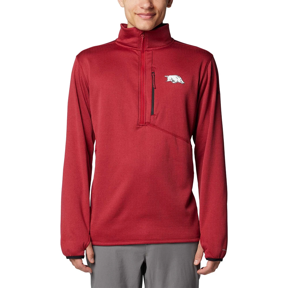 Men's Columbia Cardinal Arkansas Razorbacks Park View Grid Fleece Omni-Wick Half-Zip Jacket