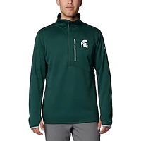 Men's Columbia Green Michigan State Spartans Park View Grid Fleece Omni-Wick Half-Zip Jacket