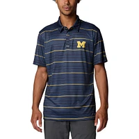 Men's Columbia Navy Michigan Wolverines PFG Super Terminal Tackle™ Omni-Shade™ Stripe Polo