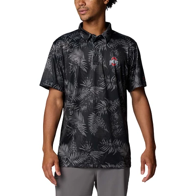 Men's Columbia Black Ohio State Buckeyes PFG Super Terminal Tackle™ Omni-Shade™ Bangalows Polo