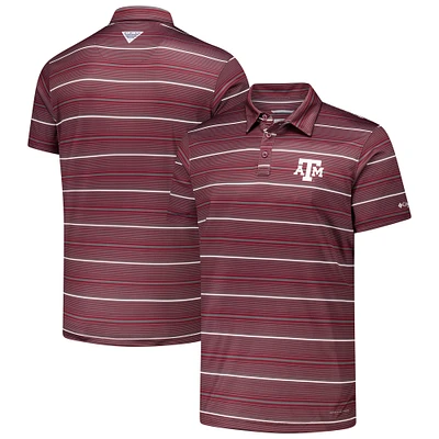 Men's Columbia Maroon Texas A&M Aggies PFG Super Terminal Tackle™ Omni-Shade™ Stripe Polo