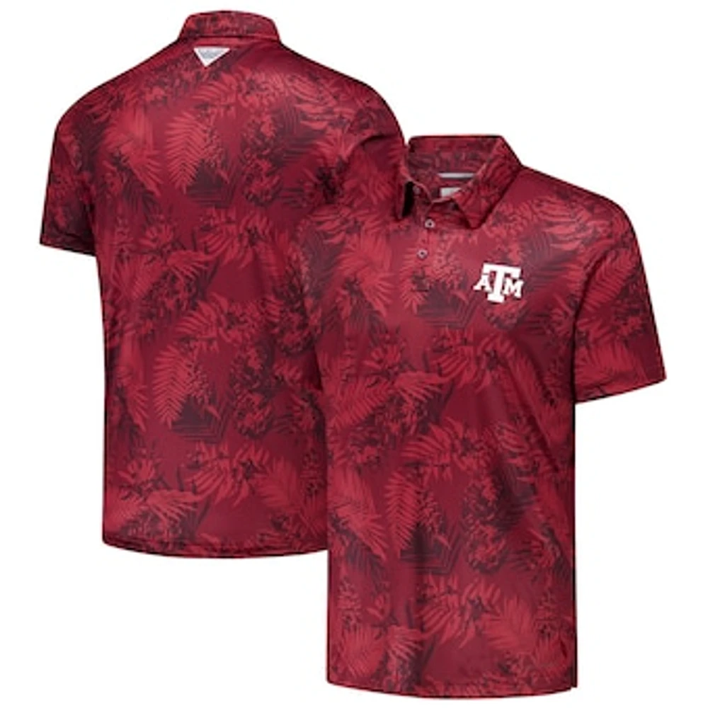 Men's Columbia Maroon Texas A&M Aggies PFG Super Terminal Tackle™ Omni-Shade™ Bangalows Polo