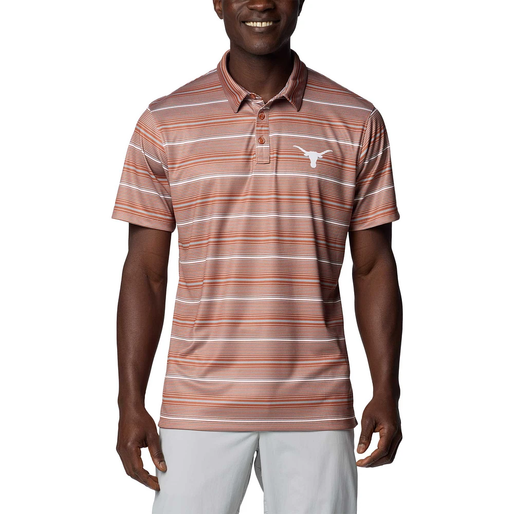 Men's Columbia Texas Orange Longhorns PFG Super Terminal Tackle™ Omni-Shade™ Stripe Polo