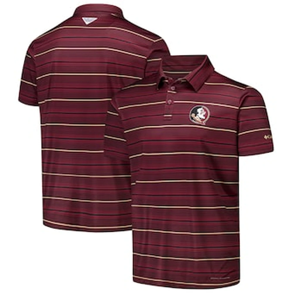 Men's Columbia Garnet Florida State Seminoles PFG Super Terminal Tackle™ Omni-Shade™ Stripe Polo