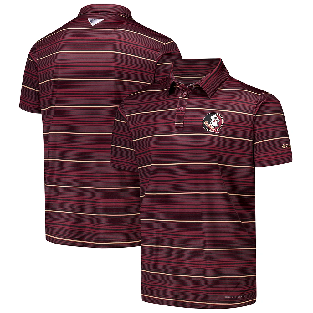 Men's Columbia Garnet Florida State Seminoles PFG Super Terminal Tackle™ Omni-Shade™ Stripe Polo