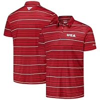 Men's Columbia Red Georgia Bulldogs PFG Super Terminal Tackle™ Omni-Shade™ Stripe Polo