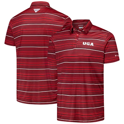 Men's Columbia Red Georgia Bulldogs PFG Super Terminal Tackle™ Omni-Shade™ Stripe Polo