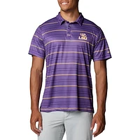 Men's Columbia Purple LSU Tigers PFG Super Terminal Tackle™ Omni-Shade™ Stripe Polo