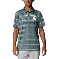 Men's Columbia Green Michigan State Spartans PFG Super Terminal Tackle™ Omni-Shade™ Stripe Polo