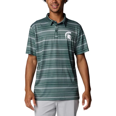 Men's Columbia Green Michigan State Spartans PFG Super Terminal Tackle™ Omni-Shade™ Stripe Polo