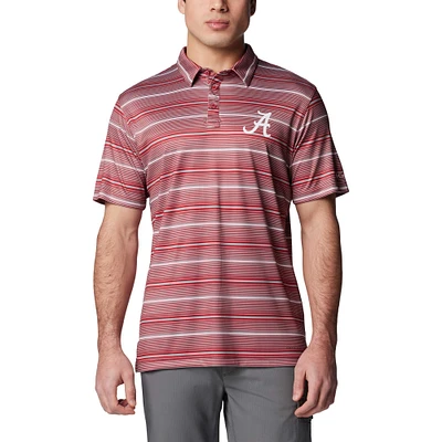 Men's Columbia Crimson Alabama Tide PFG Super Terminal Tackle™ Omni-Shade™ Stripe Polo