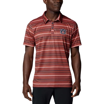 Men's Columbia Orange Auburn Tigers PFG Super Terminal Tackle™ Omni-Shade™ Stripe Polo