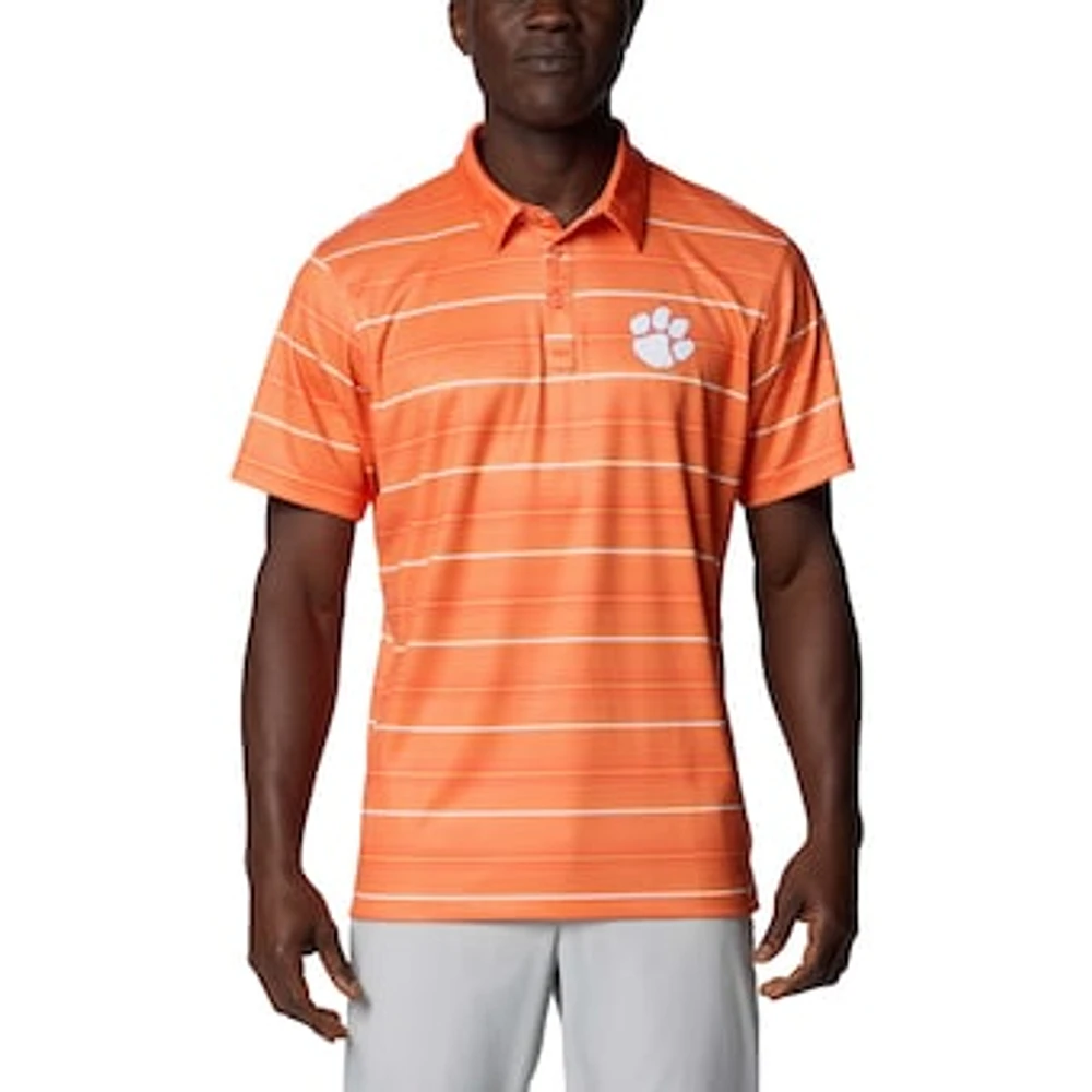 Men's Columbia Orange Clemson Tigers PFG Super Terminal Tackle™ Omni-Shade™ Stripe Polo