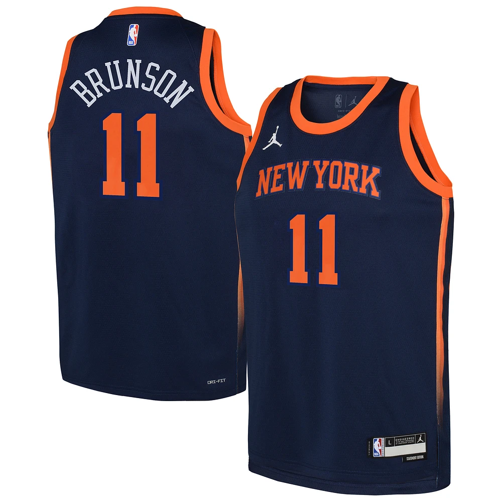 Youth Jordan Brand Jalen Brunson Navy New York Knicks Swingman Jersey - Statement Edition