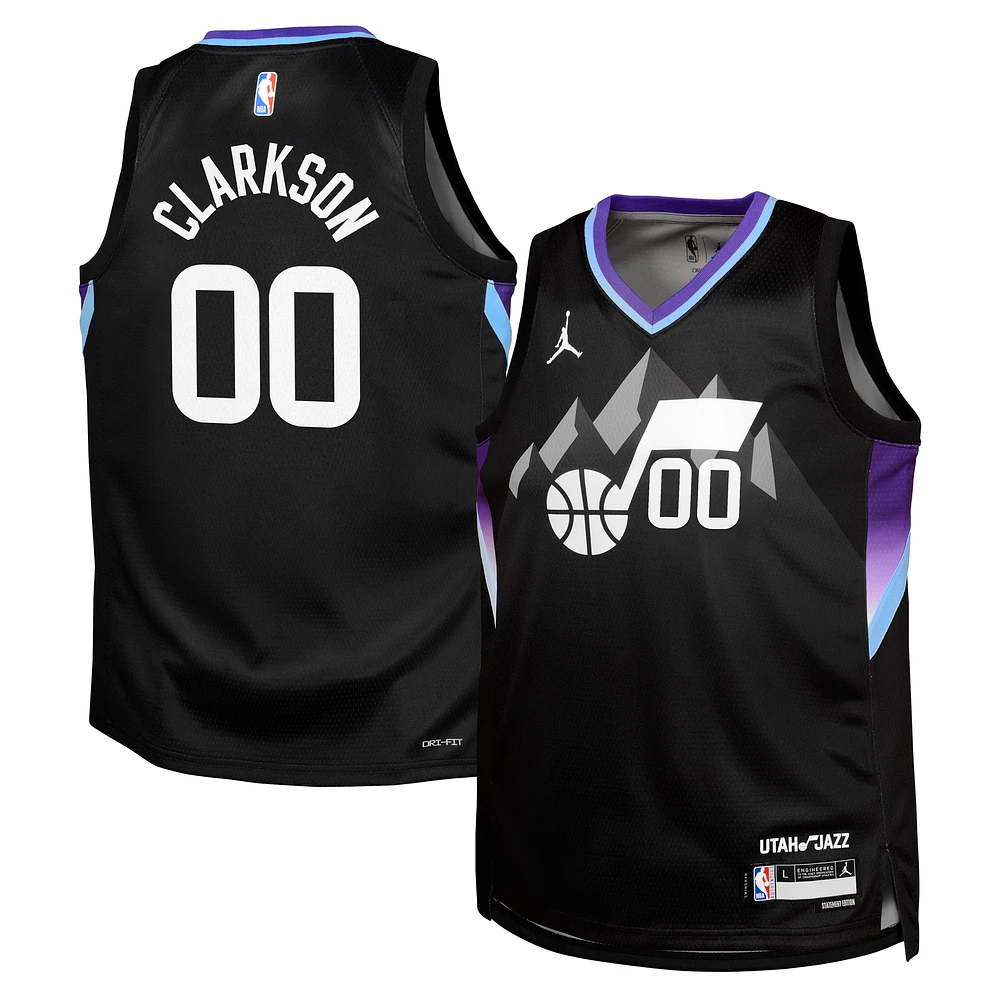 Youth Jordan Brand Clarkson Black Utah Jazz Swingman Jersey - Statement Edition