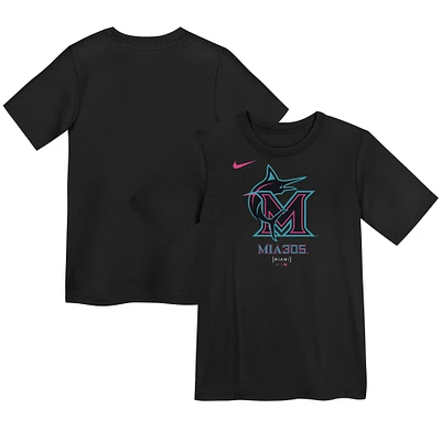 Preschool Nike Black Miami Marlins 2025 City Connect Logo T-Shirt