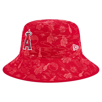 Men's New Era  Red Los Angeles Angels 2025 Spring Training All Over Print Bucket Hat