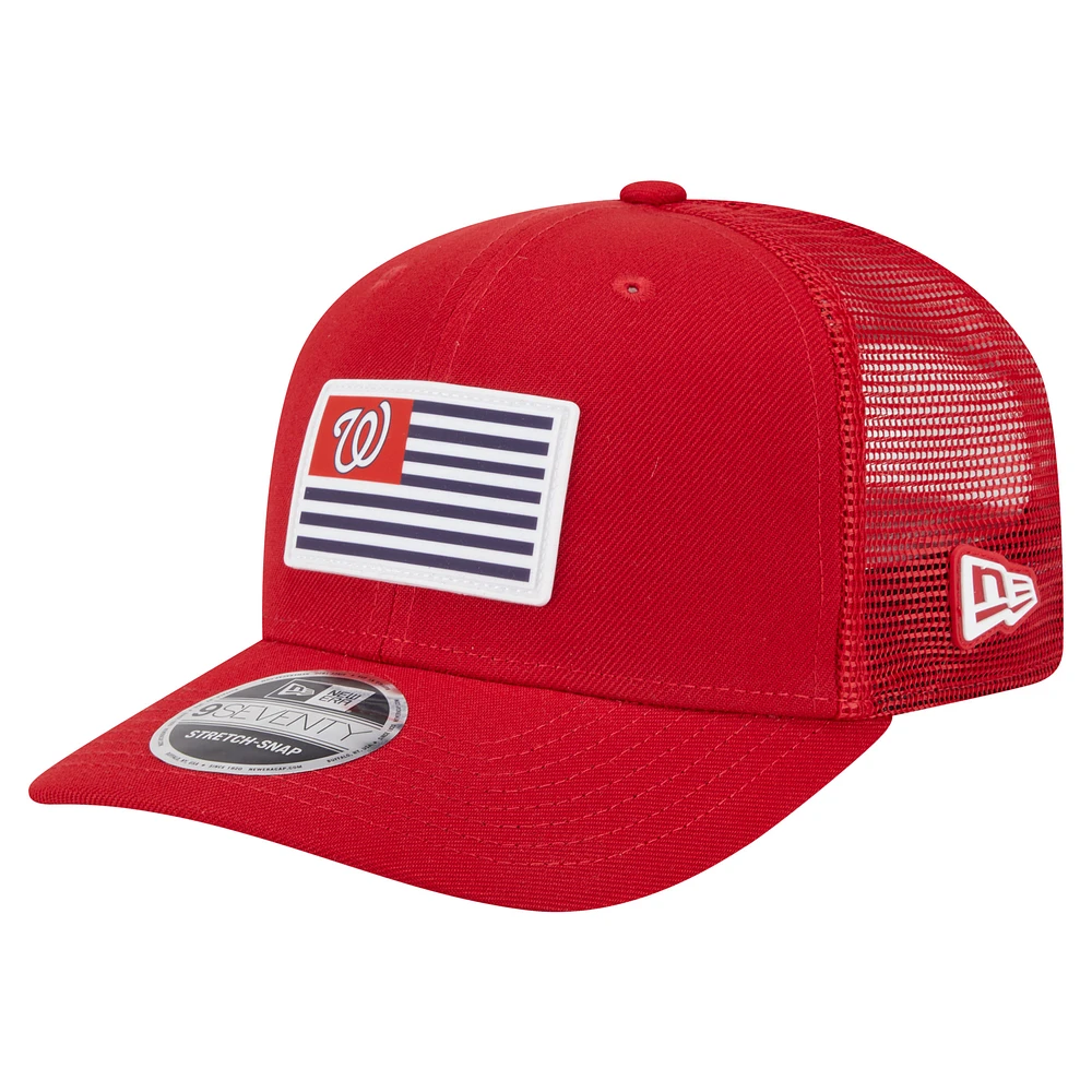Men's New Era Red Washington Nationals Flag 9SEVENTY Stretch-Snap Hat