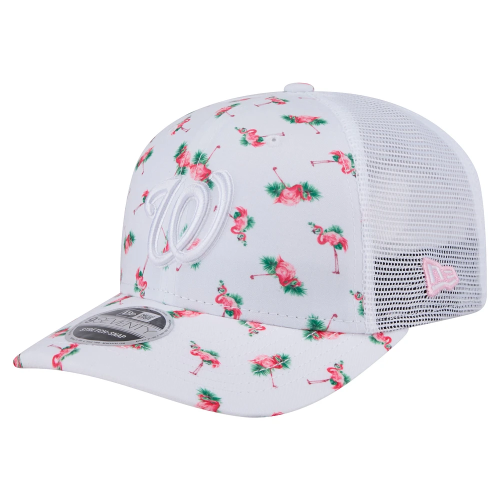 Men's New Era White Washington Nationals Flamingo Mesh Back 9SEVENTY Stretch-Snap Hat