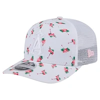 Men's New Era  White Los Angeles Angels Flamingo Mesh Back 9SEVENTY Stretch-Snap Hat