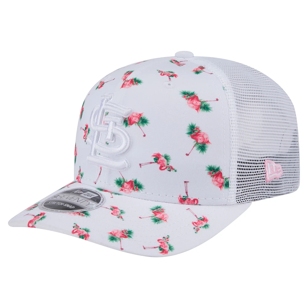 Men's New Era White St. Louis Cardinals Flamingo Mesh Back 9SEVENTY Stretch-Snap Hat