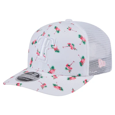 Men's New Era  White Texas Rangers Flamingo Mesh Back 9SEVENTY Stretch-Snap Hat