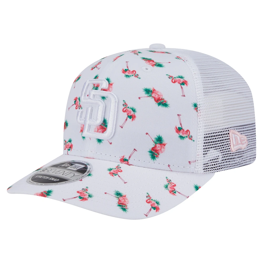 Men's New Era White San Diego Padres Flamingo Mesh Back 9SEVENTY Stretch-Snap Hat