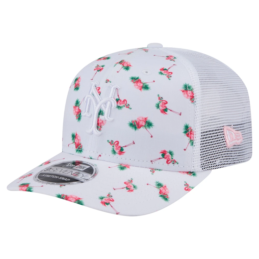 Men's New Era White New York Mets Flamingo Mesh Back 9SEVENTY Stretch-Snap Hat
