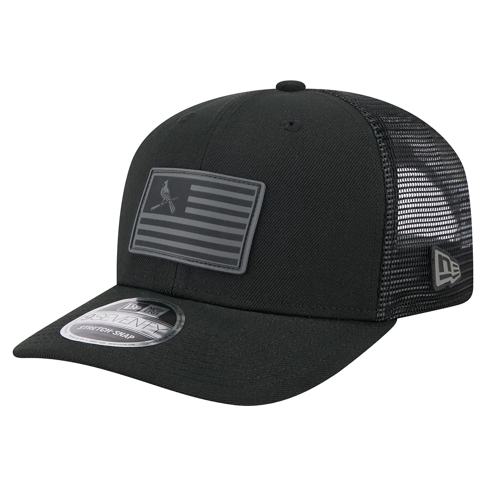 Men's New Era Black St. Louis Cardinals Tonal Flag 9SEVENTY Stretch-Snap Hat