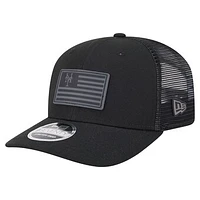 Men's New Era Black New York Mets Tonal Flag 9SEVENTY Stretch-Snap Hat