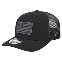 Men's New Era Black Texas Rangers Tonal Flag 9SEVENTY Stretch-Snap Adjustable Hat