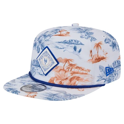 Men's New Era White New York Mets Printed Island Golfer Snapback Hat