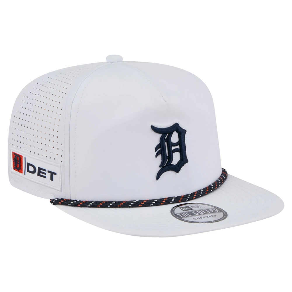 Men's New Era White Detroit Tigers Perforated Golfer Snapback Hat