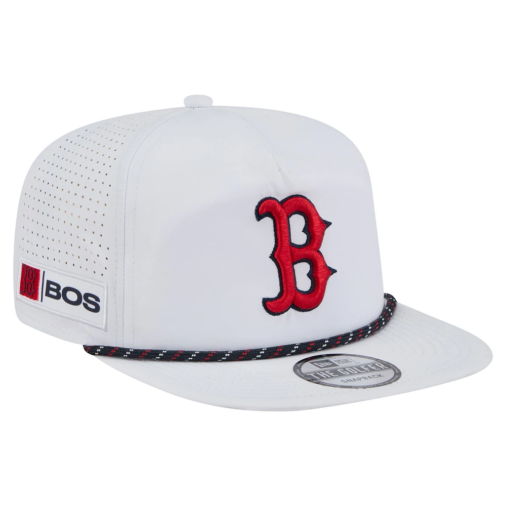 Men's New Era White Boston Red Sox Perforated Golfer Snapback Hat