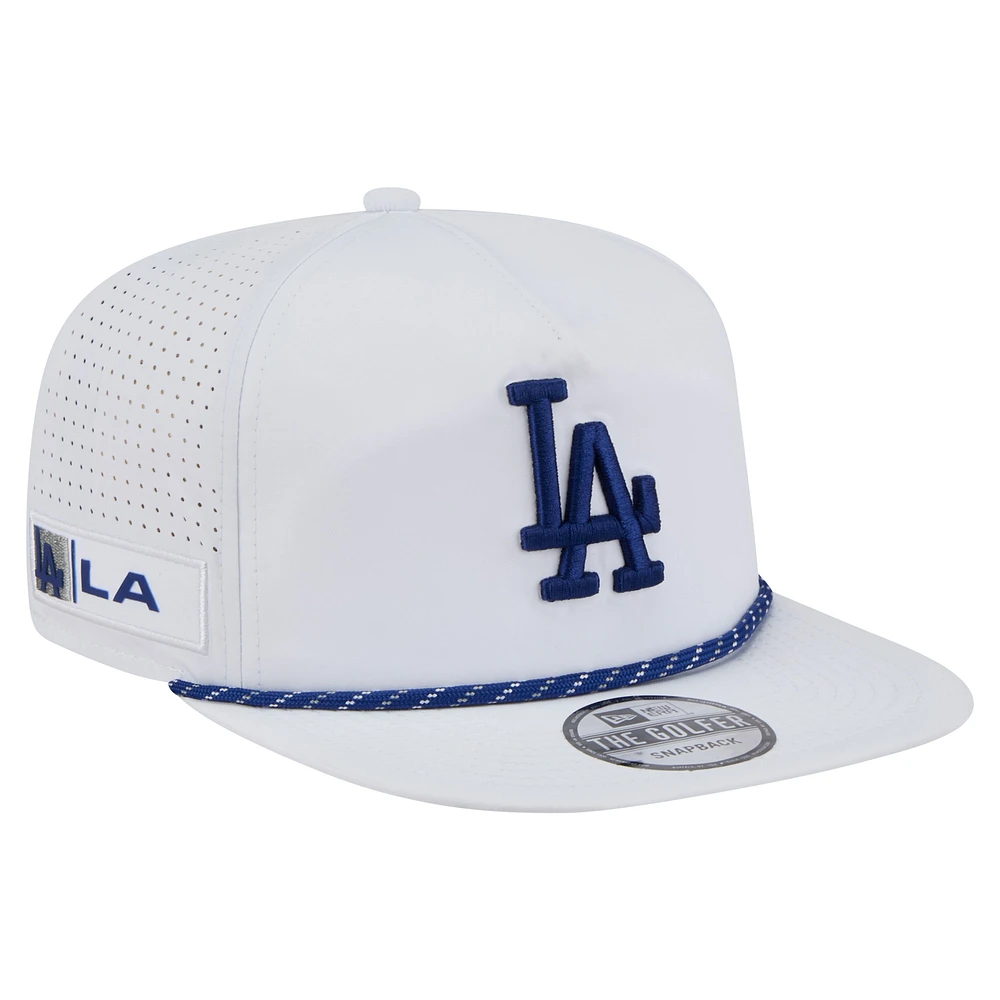Men's New Era White Los Angeles Dodgers Perforated Golfer Snapback Hat