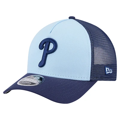 Men's New Era Light Blue/Navy Philadelphia Phillies 2-Tone Color Pack 9FORTY Adjustable Trucker Hat