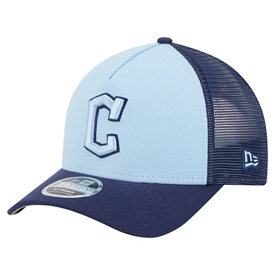 Men's New Era Light Blue/Navy Cleveland Guardians 2-Tone Color Pack 9FORTY Adjustable Trucker Hat