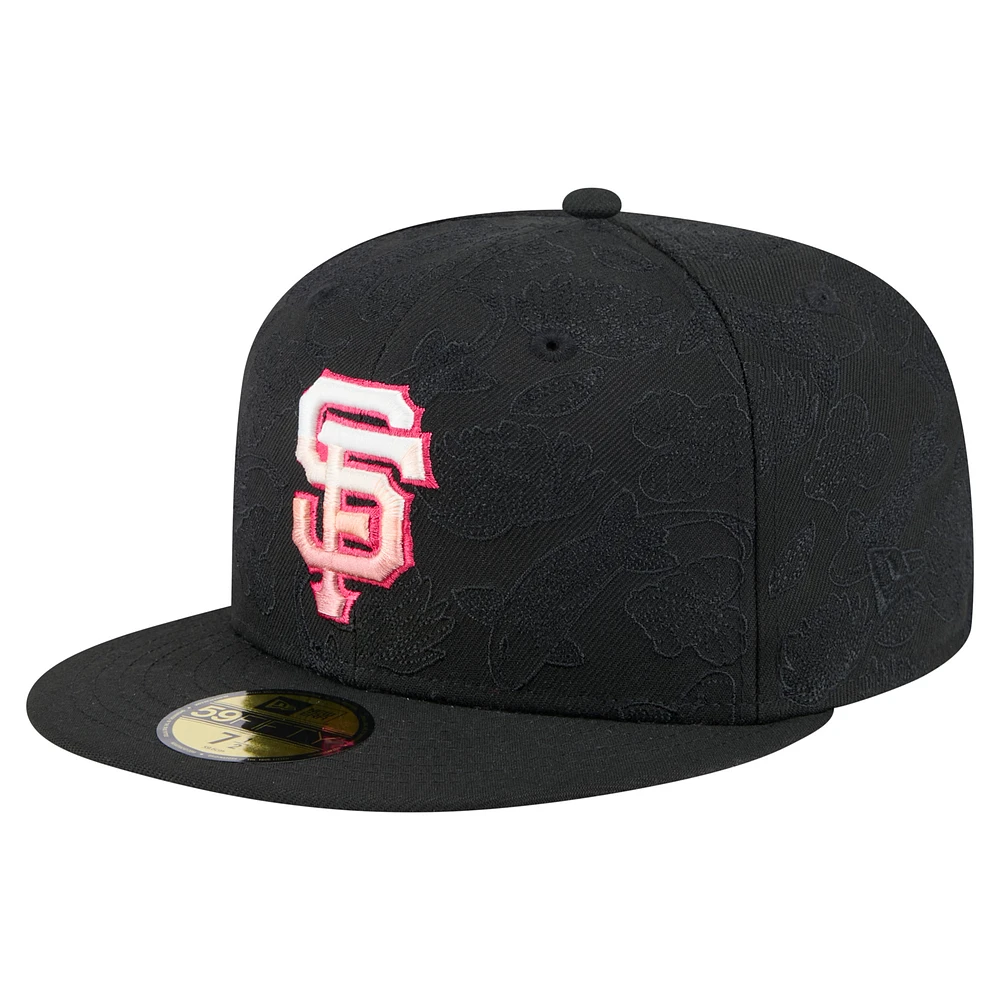 Men's New Era Black San Francisco Giants Tonal Koi 59FIFTY Fitted Hat