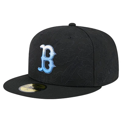 Men's New Era Black Boston Red Sox Tonal Koi 59FIFTY Fitted Hat