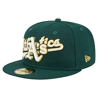 Men's New Era Green Athletics Overlap 59FIFTY Fitted Hat