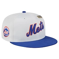 Men's New Era White/Blue York Mets Satin 59FIFTY Fitted Hat