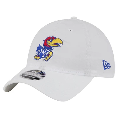 Men's New Era White Kansas Jayhawks Active Ripstop 9TWENTY Adjustable Hat