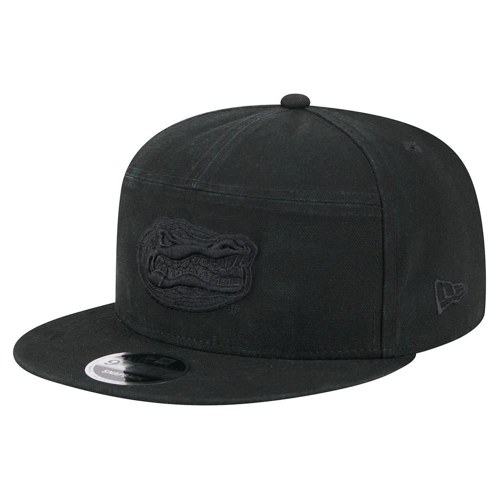Men's New Era Black Florida Gators Adventure Canvas Split Panel 9FIFTY Snapback Hat