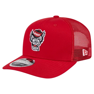 Men's New Era Red NC State Wolfpack Primary 9SEVENTY Trucker Stretch-Snap Hat