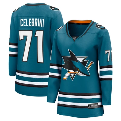 Women's Fanatics Macklin Celebrini Teal San Jose Sharks  Home Breakaway Jersey