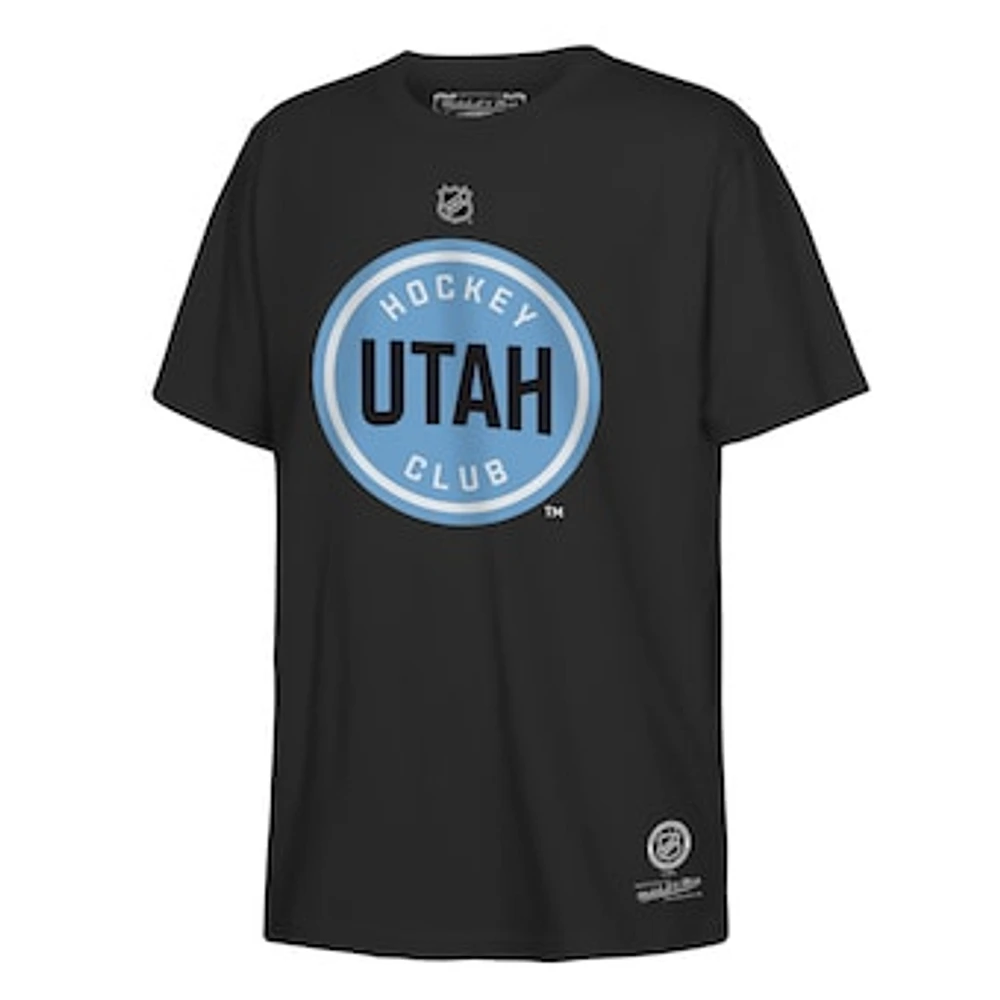 Youth Mitchell & Ness Black NHL Utah Primary Logo T-Shirt