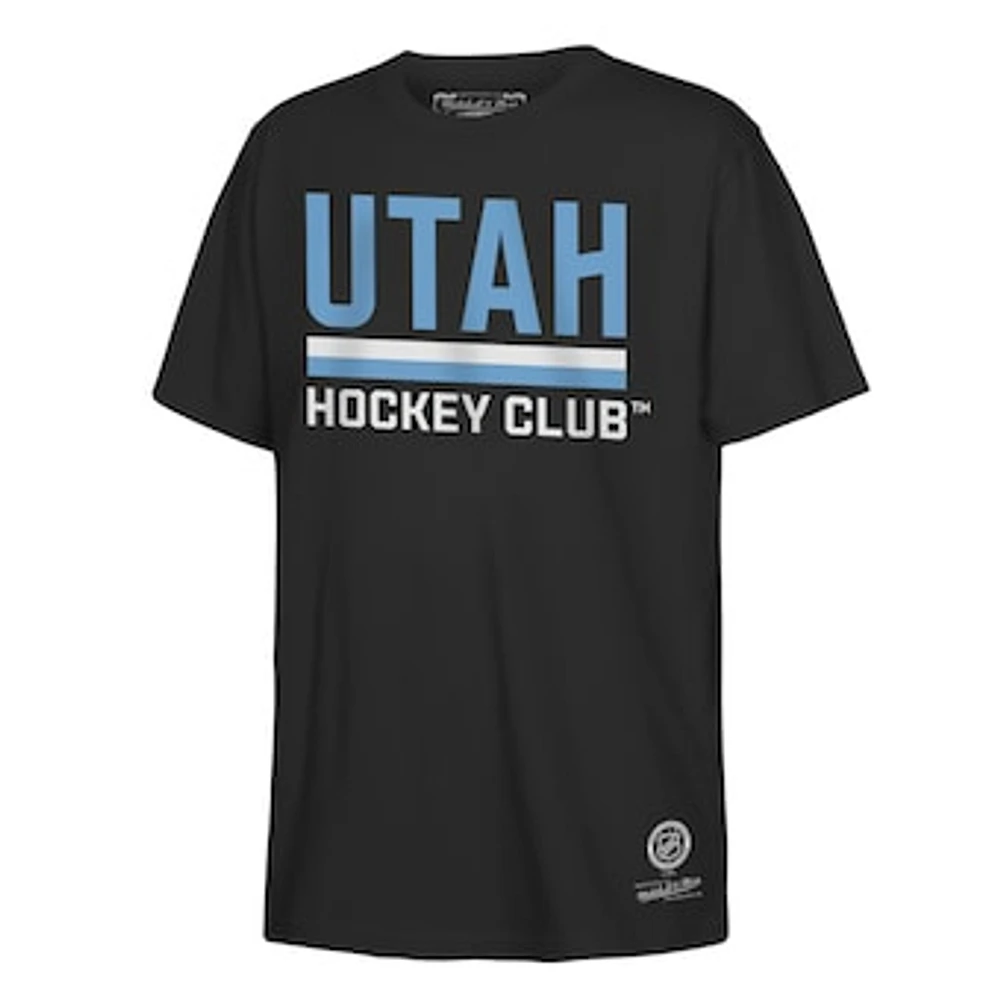 Youth Mitchell & Ness Black NHL Utah Secondary Logo T-Shirt