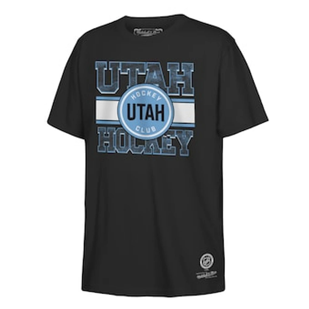 Youth Mitchell & Ness Black NHL Utah Center Ice T-Shirt