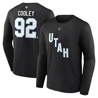 Men's Fanatics Logan Cooley Black Utah Hockey Club Authentic Stack Name & Number Long Sleeve T-Shirt