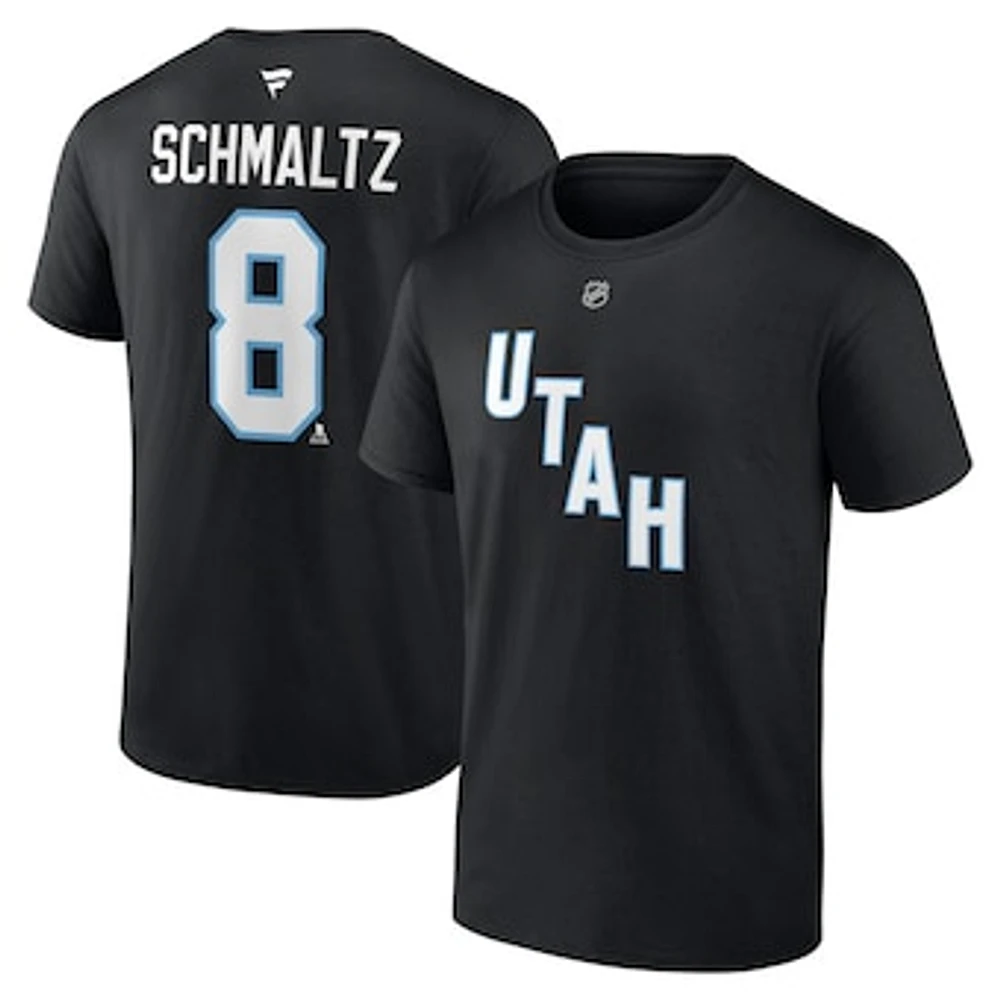 Men's Fanatics Nick Schmaltz Black Utah Hockey Club Authentic Stack Name & Number T-Shirt